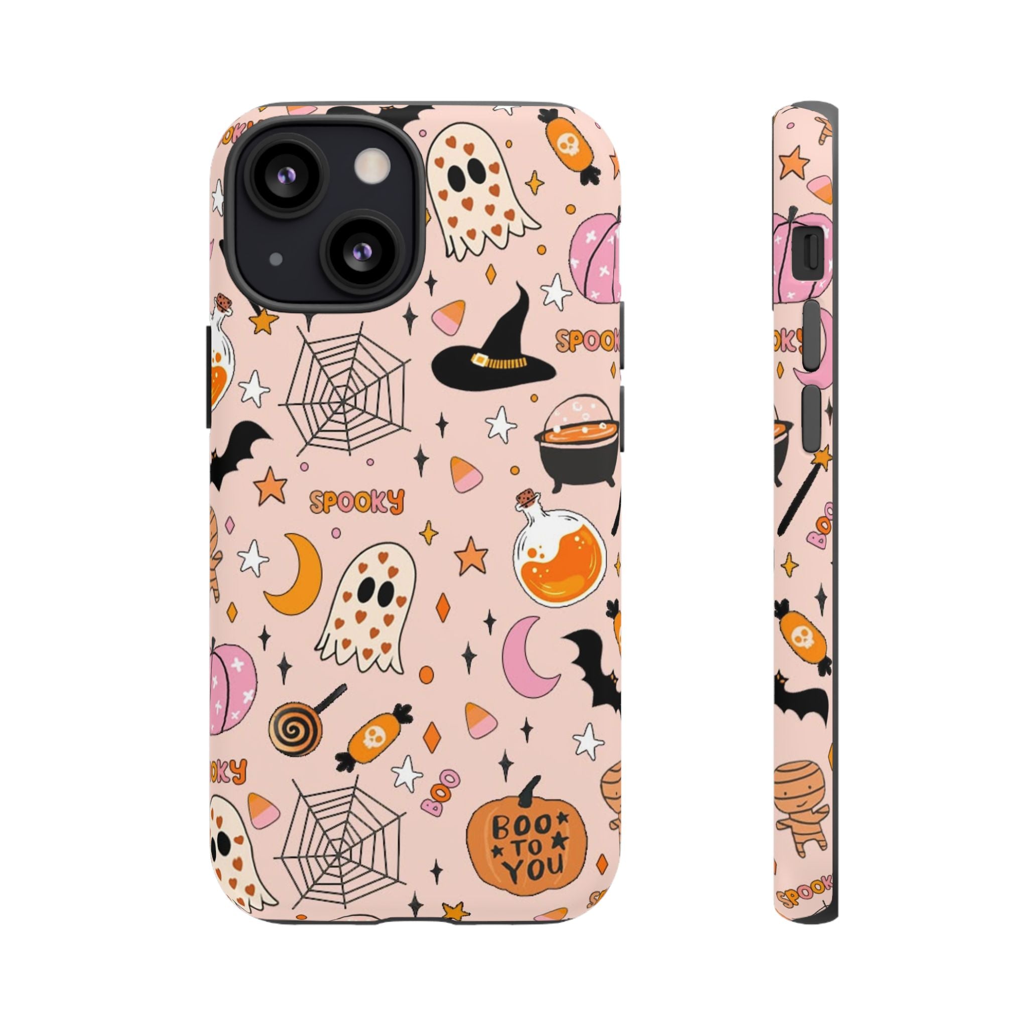 Spooky Halloween — Pink Ghosts, Witches, Candy & "Boo to You" Design