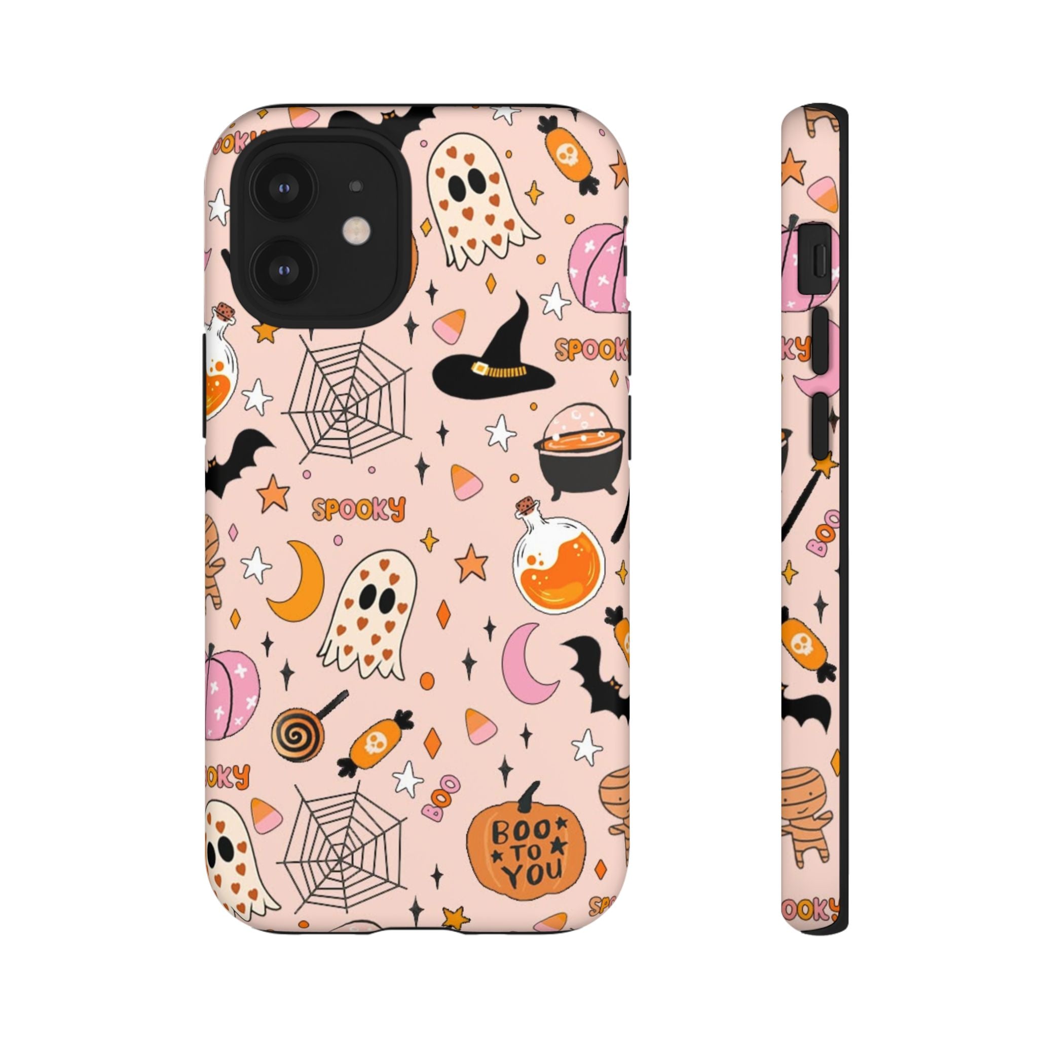Spooky Halloween — Pink Ghosts, Witches, Candy & "Boo to You" Design