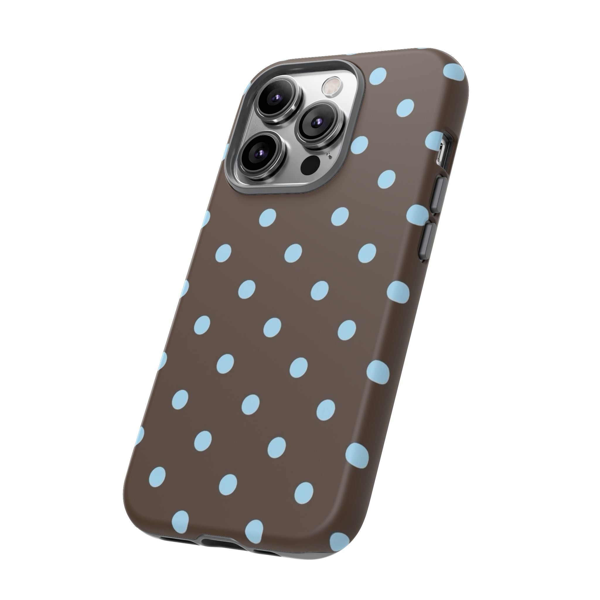 Brown Polka Dot Phone Case — Blue Dot Protective Tough Case