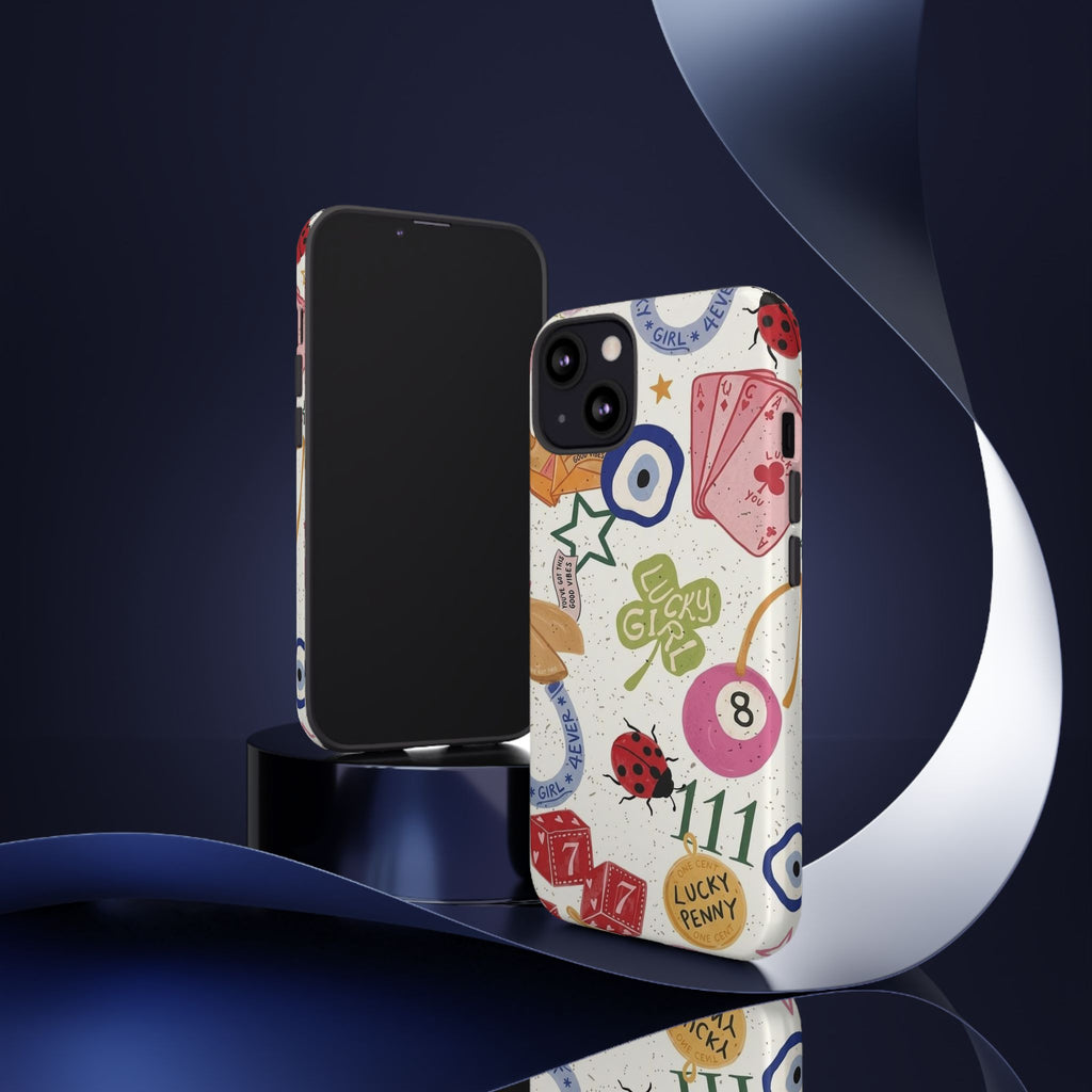 Lucky Charm Phone Case — 'Lucky Girl' Sticker Collage Design