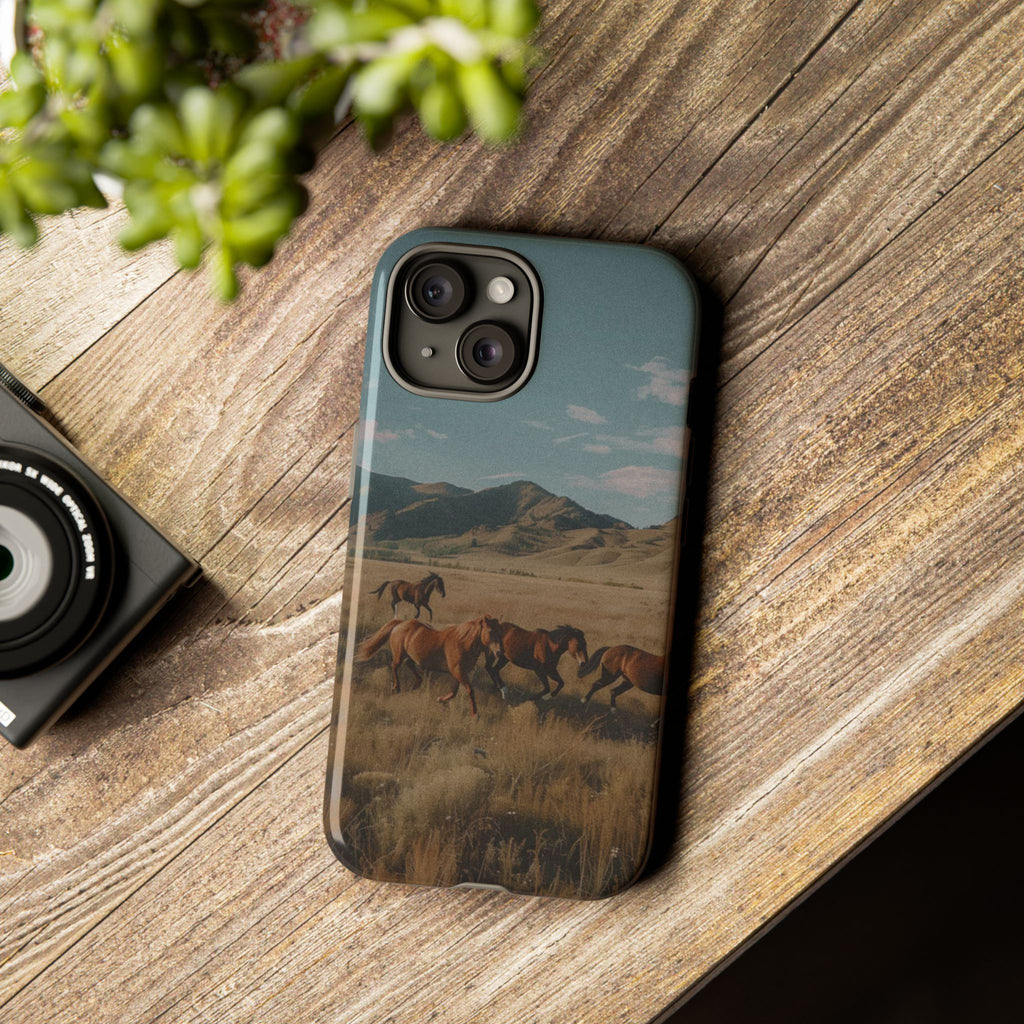 Wild Mustang – Durable Protective iPhone Case with Scenic Desert Horse Design