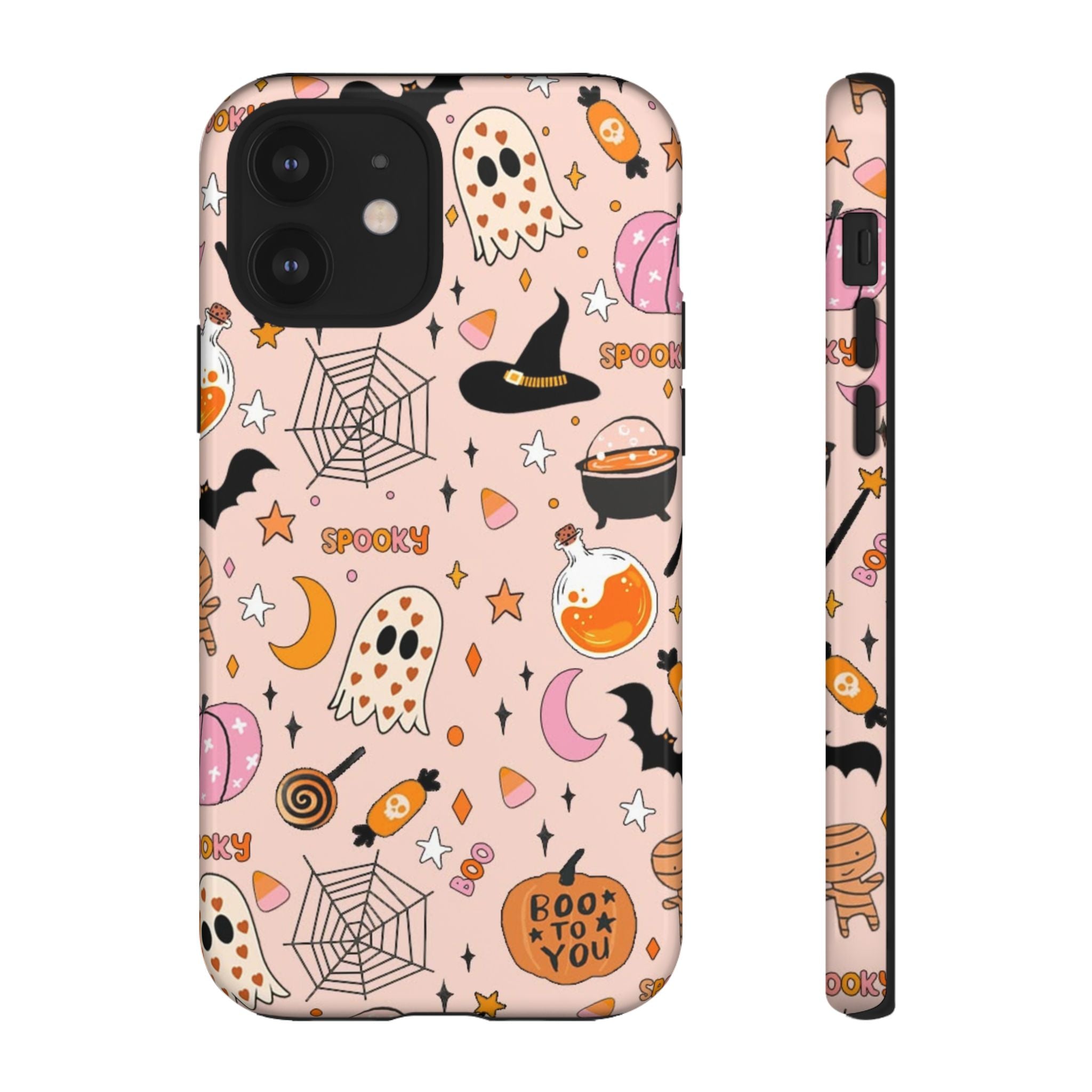 Spooky Halloween — Pink Ghosts, Witches, Candy & "Boo to You" Design