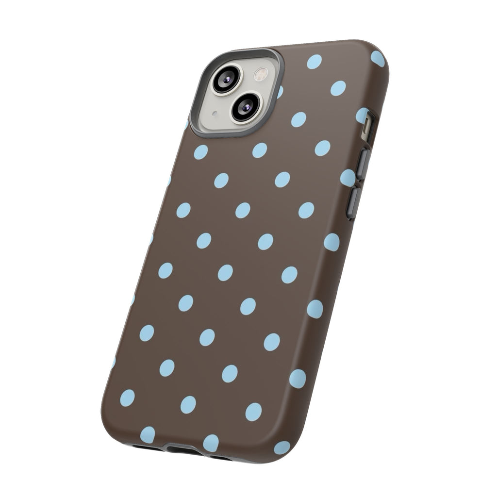 Brown Polka Dot Phone Case — Blue Dot Protective Tough Case