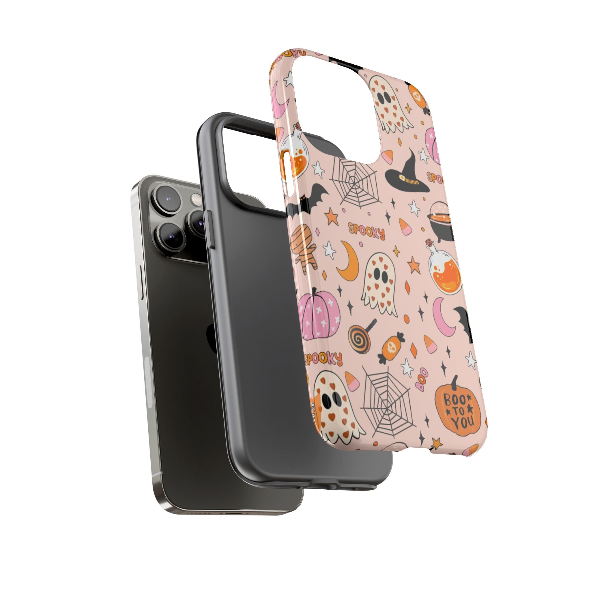 Spooky Halloween — Pink Ghosts, Witches, Candy & "Boo to You" Design