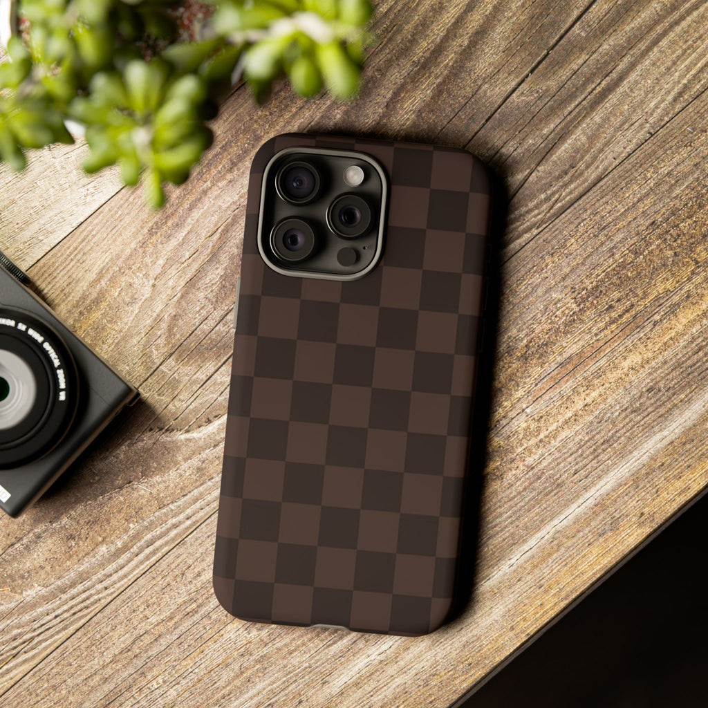 Lucky Chocolate Checkered  — Brown Grid Protective Cover