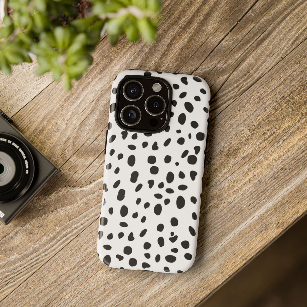 Dalmatian Spot Tough Phone Case — Black & White Protective Cover