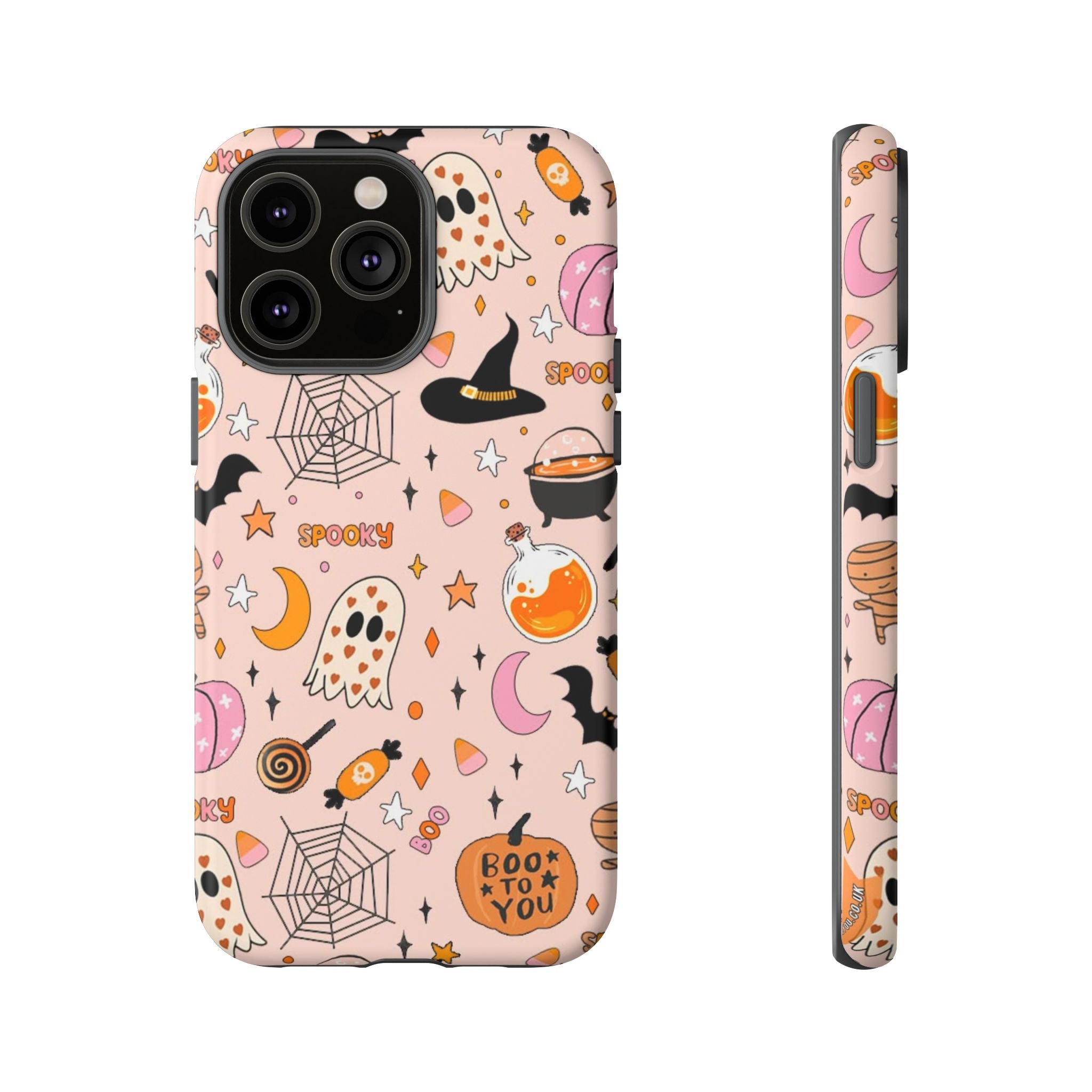 Spooky Halloween — Pink Ghosts, Witches, Candy & "Boo to You" Design