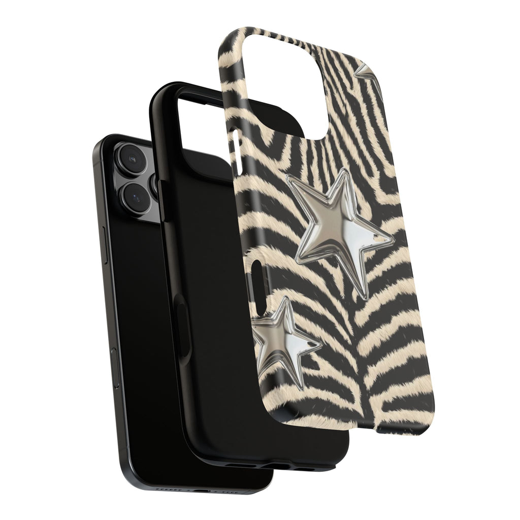Zebra Print with Metallic Stars – Protective iPhone Cover