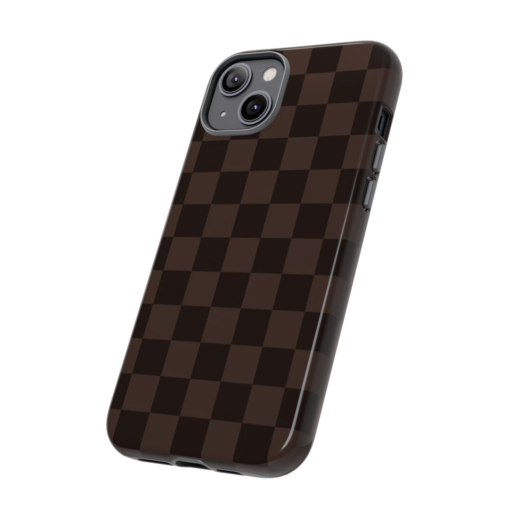 Lucky Chocolate Checkered  — Brown Grid Protective Cover