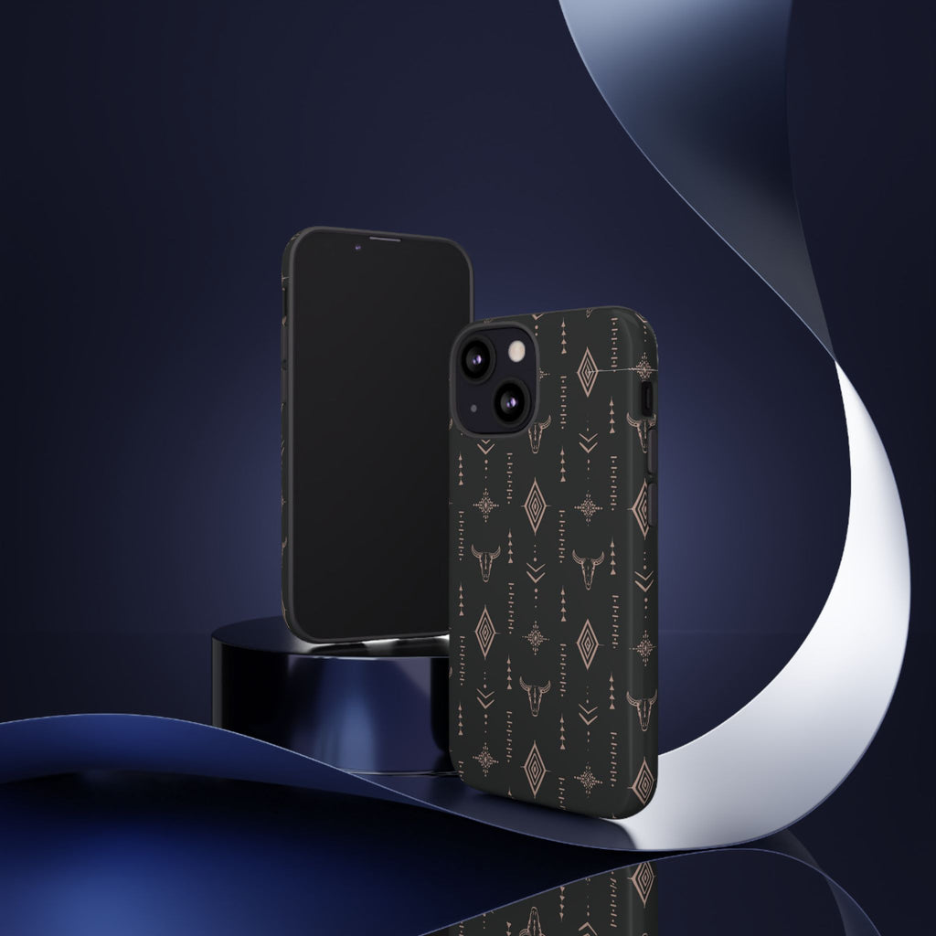 Western Diamond Bull Tough Phone Case — Protective Southwestern Pattern