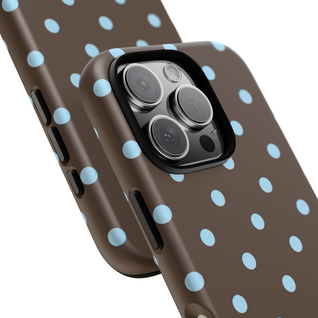 Brown Polka Dot Phone Case — Blue Dot Protective Tough Case