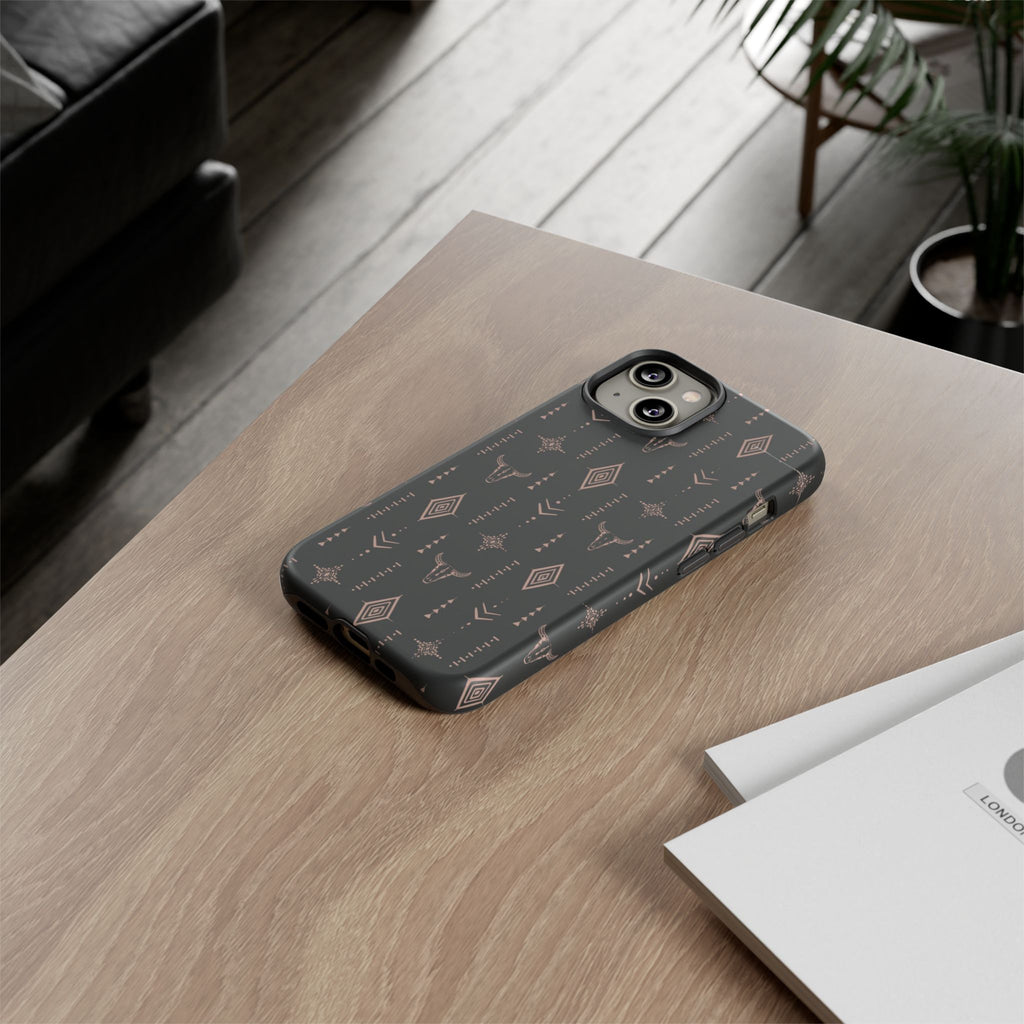 Western Diamond Bull Tough Phone Case — Protective Southwestern Pattern