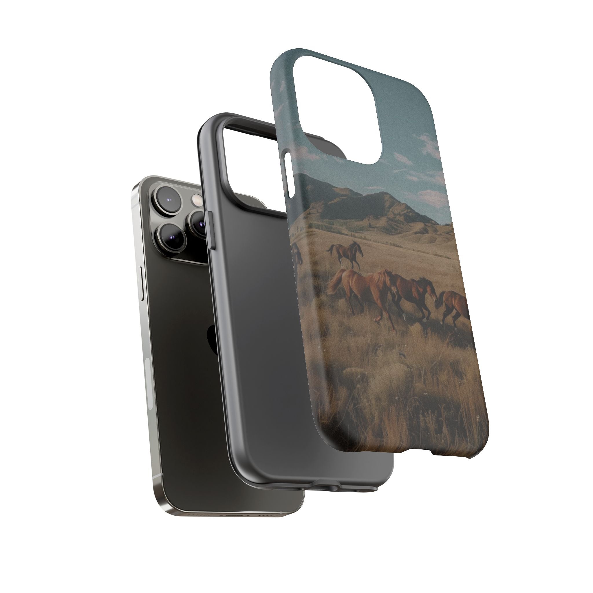 Wild Mustang – Durable Protective iPhone Case with Scenic Desert Horse Design