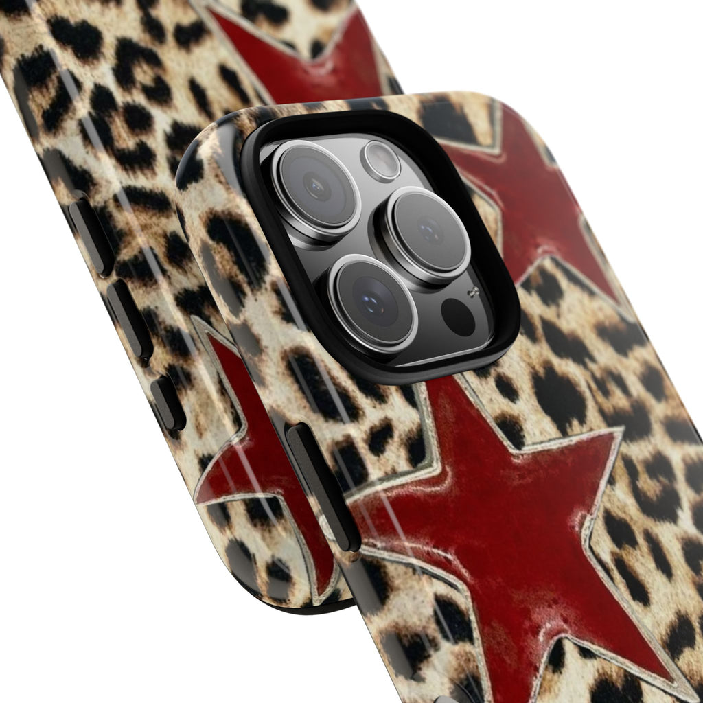 Ruby Leopard Star – Red Stars on Animal Print