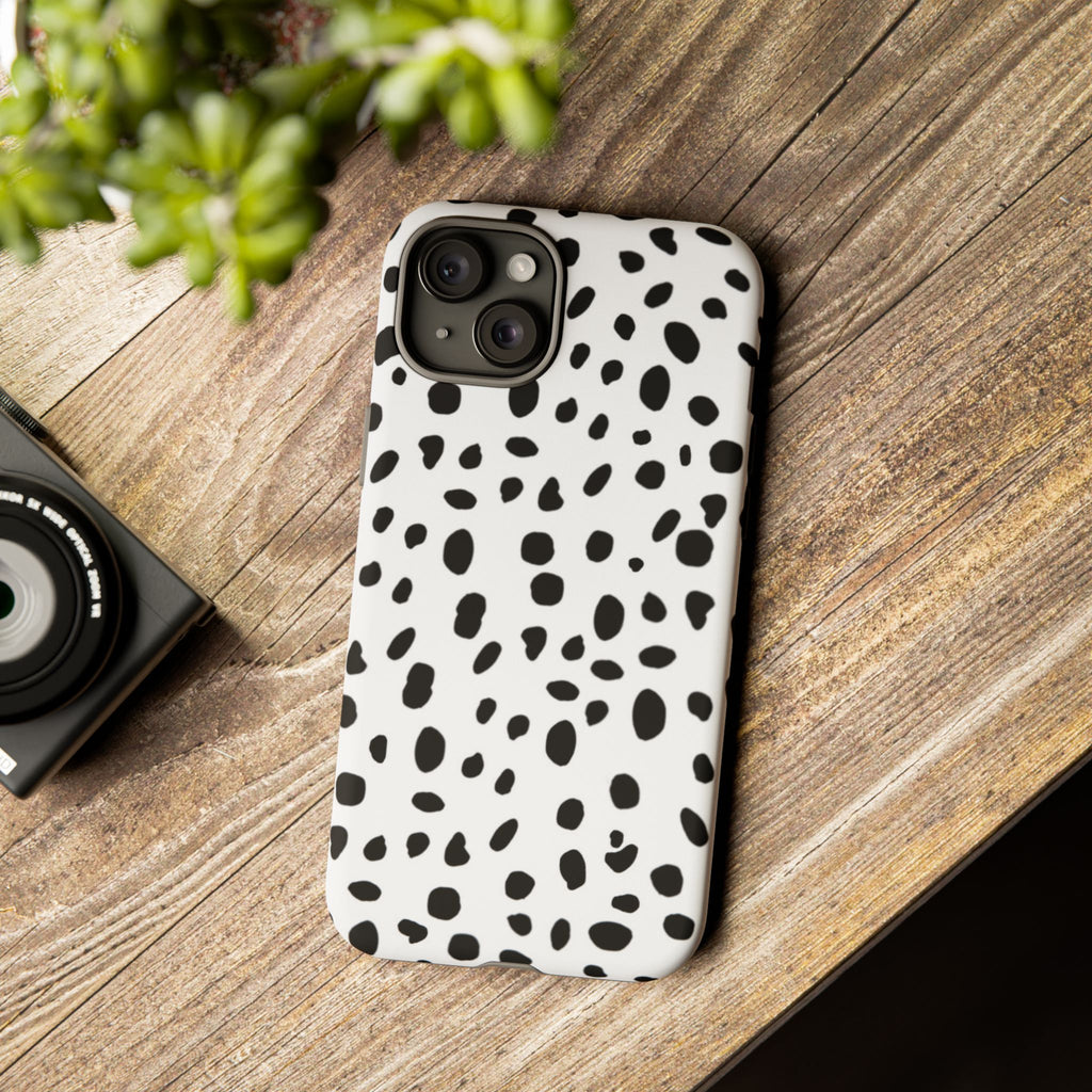Dalmatian Spot Tough Phone Case — Black & White Protective Cover