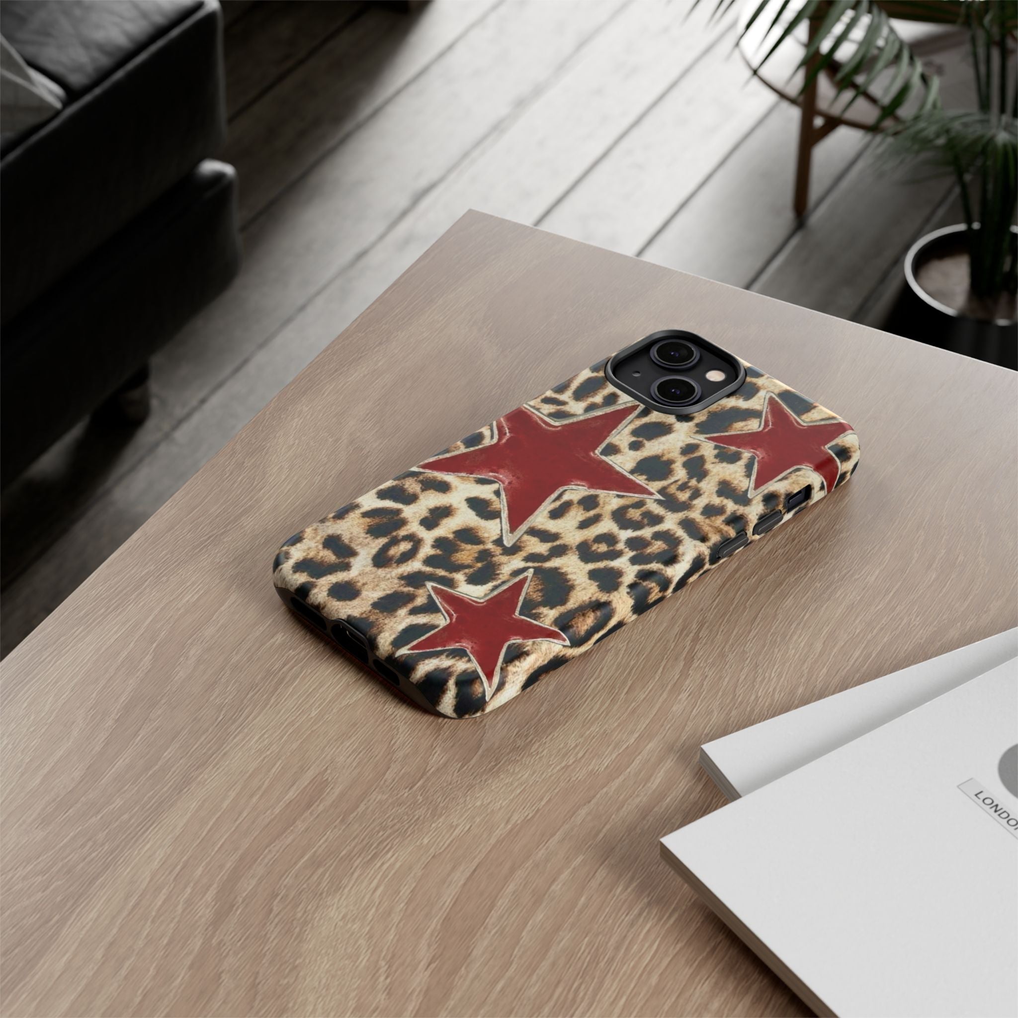 Ruby Leopard Star – Red Stars on Animal Print