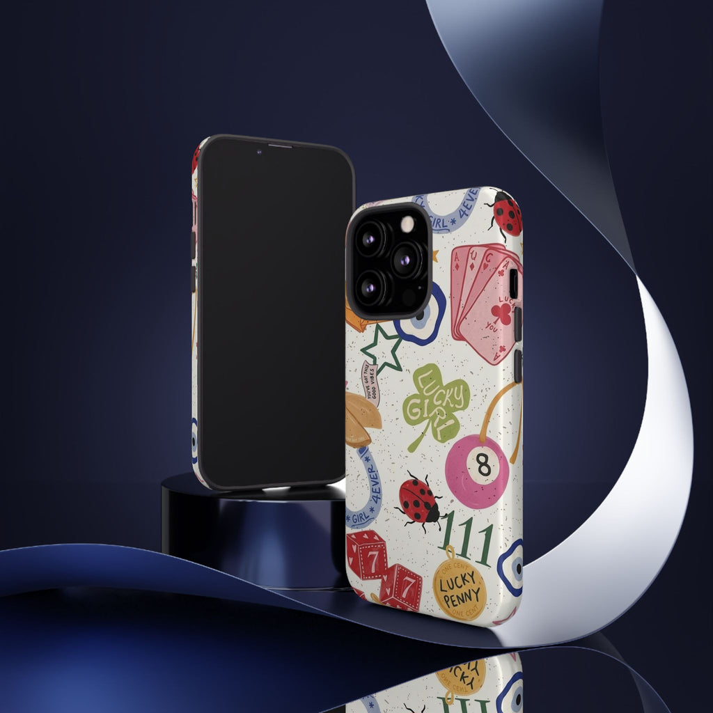 Lucky Charm Phone Case — 'Lucky Girl' Sticker Collage Design