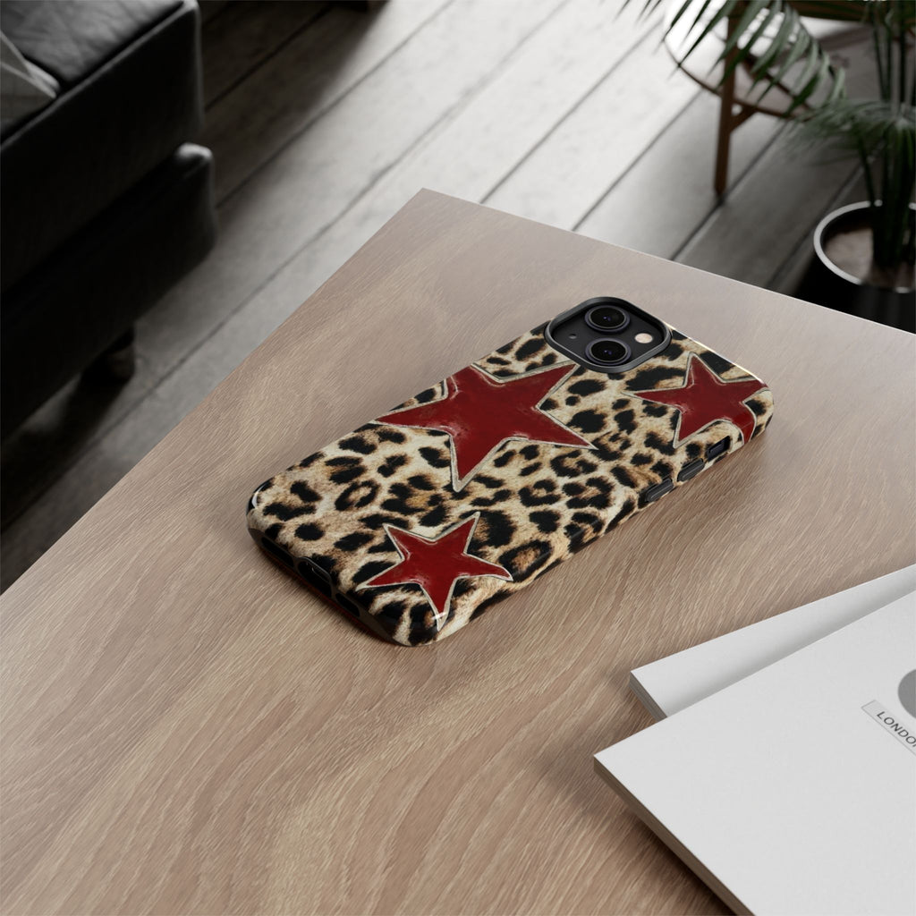Ruby Leopard Star – Red Stars on Animal Print