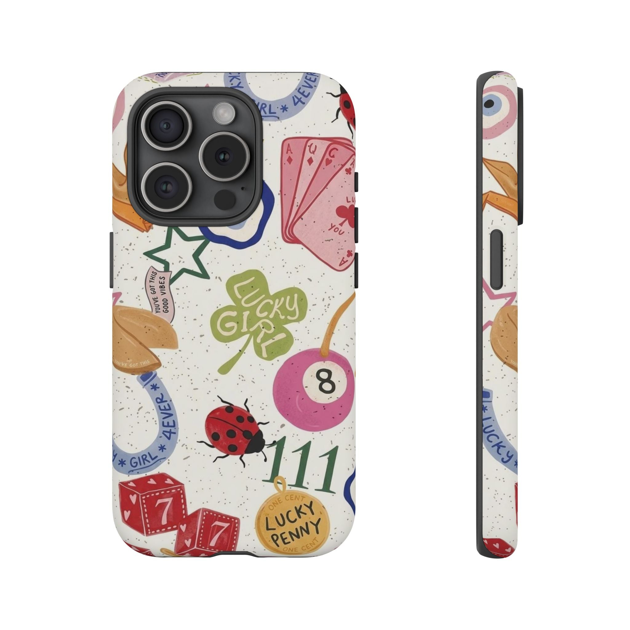 Lucky Charm Phone Case — 'Lucky Girl' Sticker Collage Design