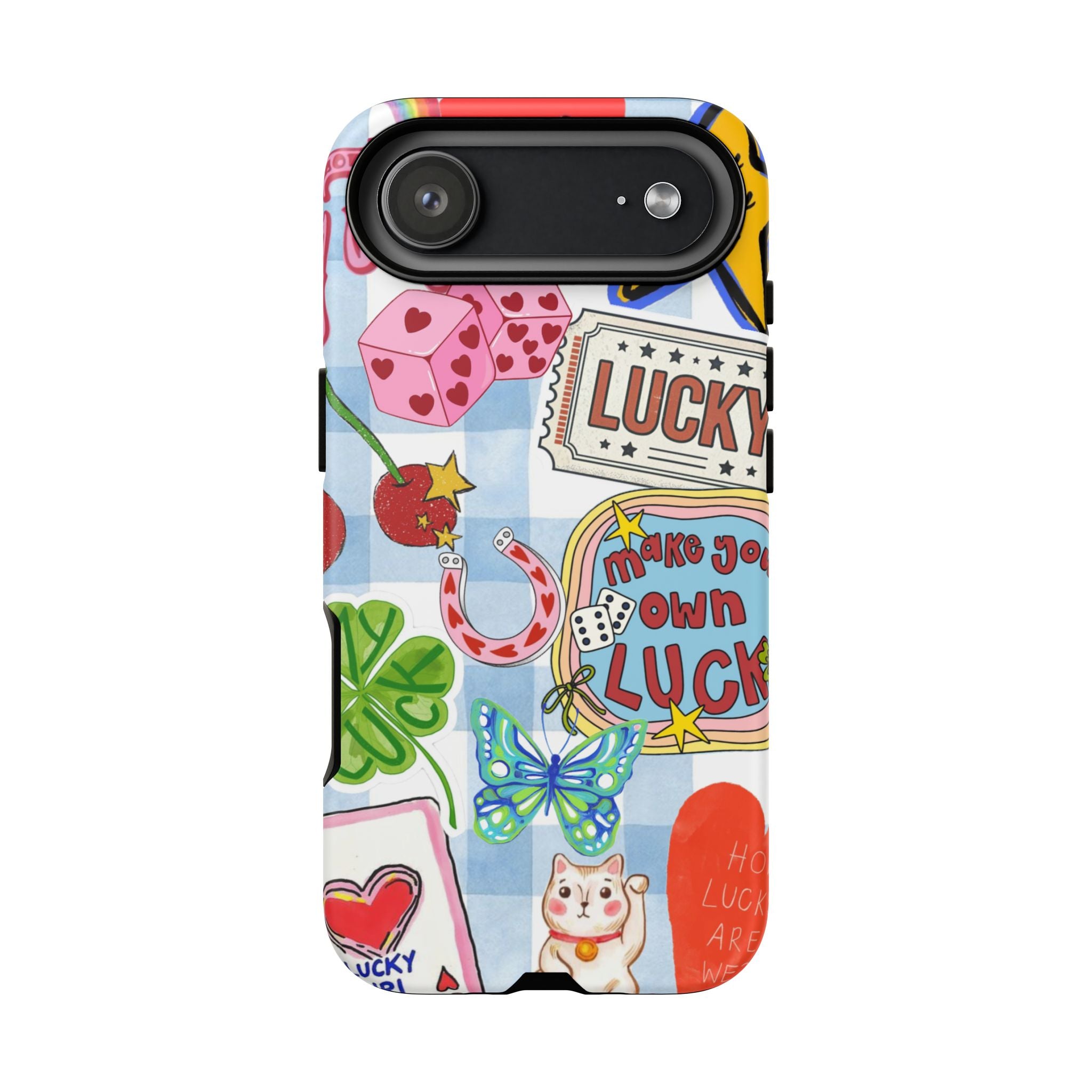 Lucky Charm Phone Case — Cute Kawaii Sticker Collage, ‘Make Your Own Luck’ Design