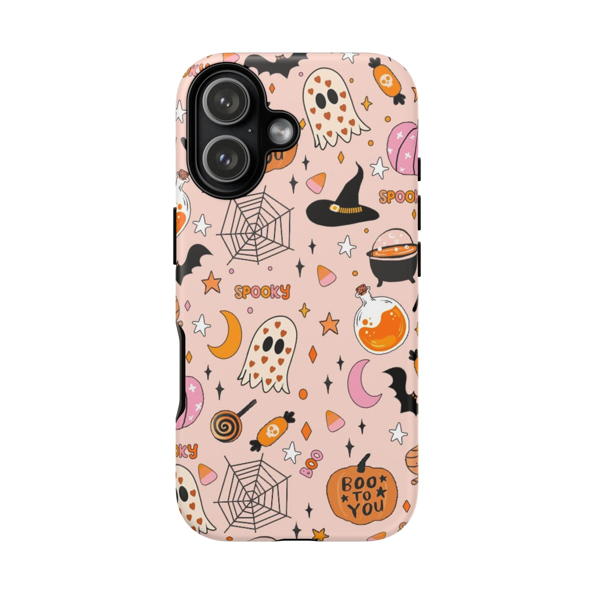 Spooky Halloween — Pink Ghosts, Witches, Candy & "Boo to You" Design