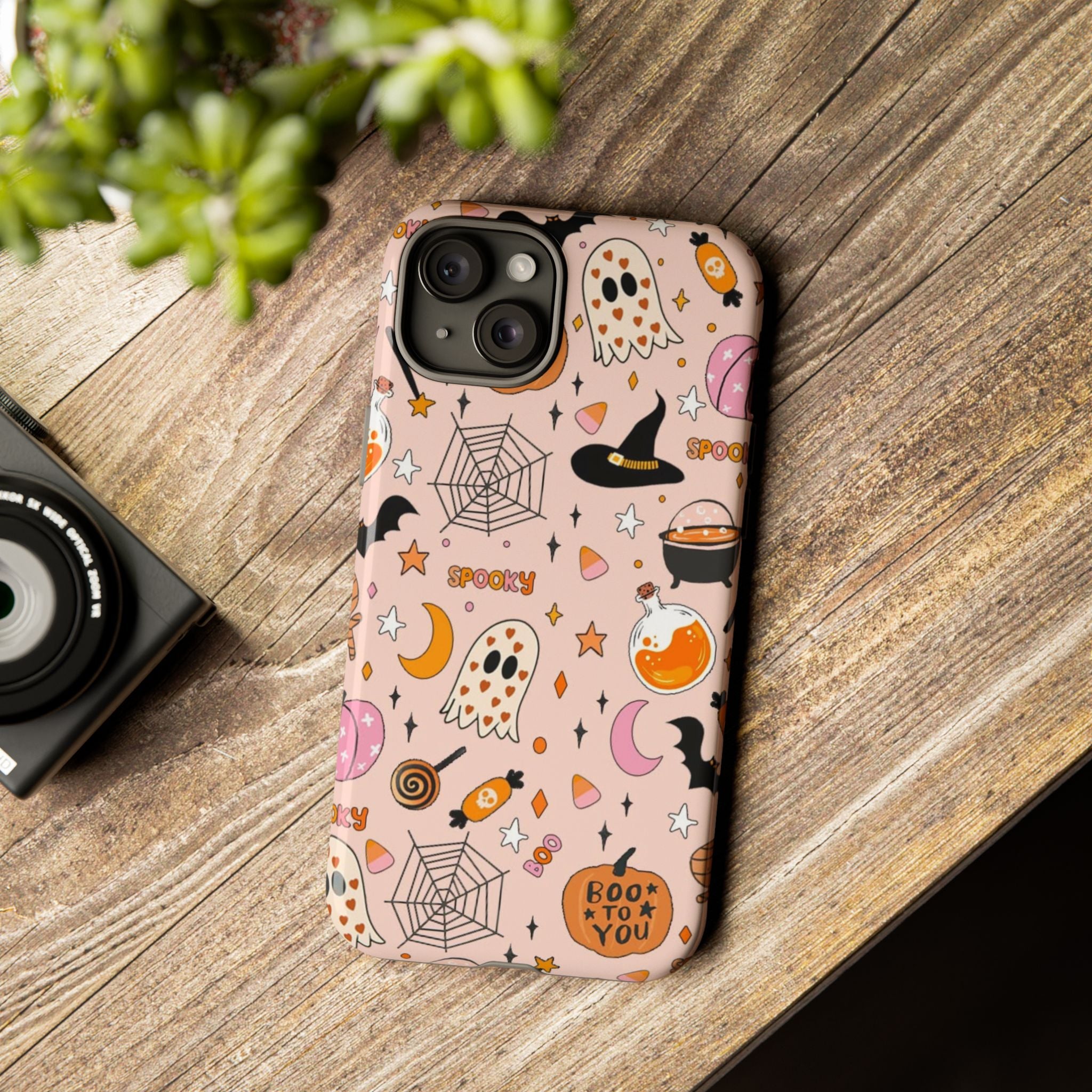 Spooky Halloween — Pink Ghosts, Witches, Candy & "Boo to You" Design