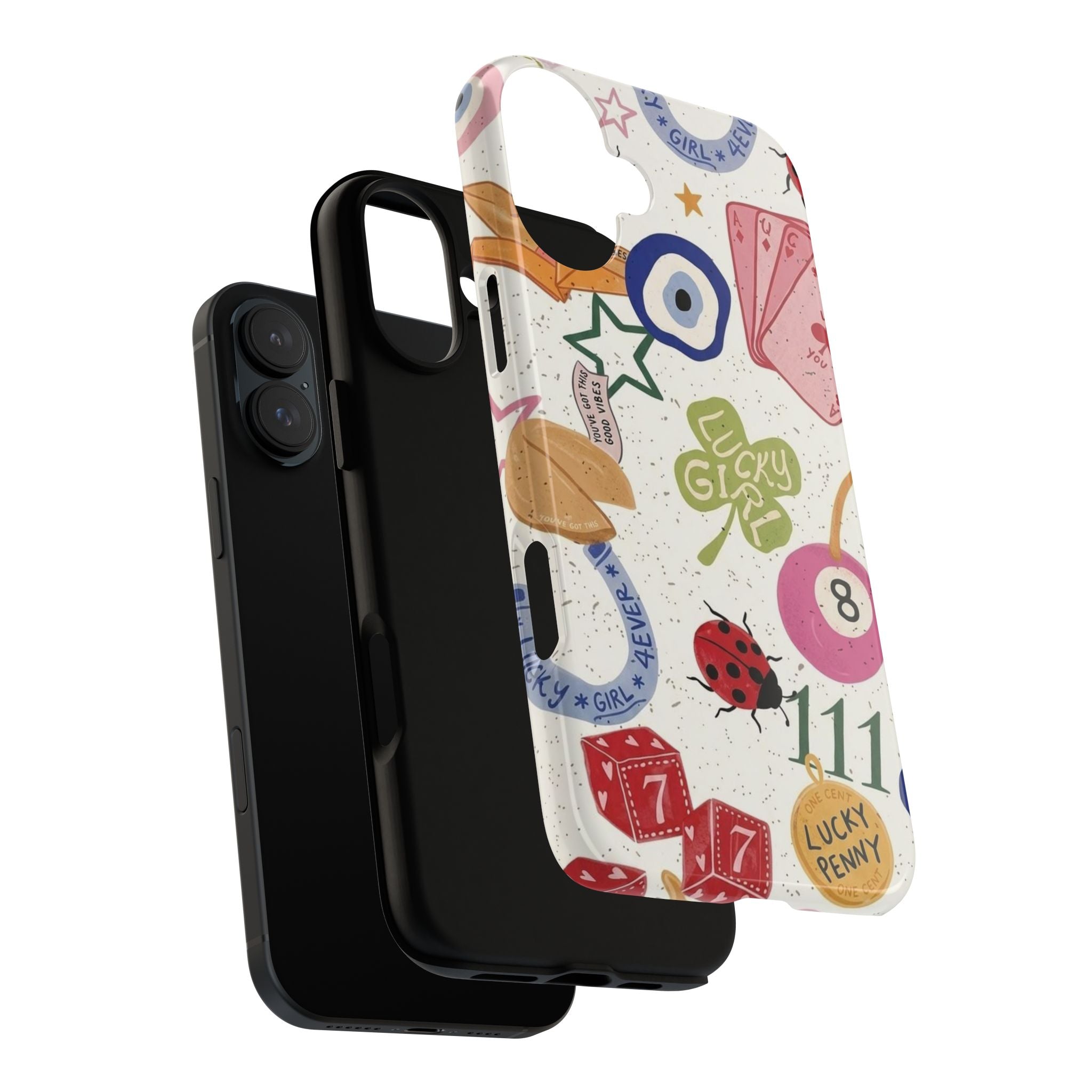 Lucky Charm Phone Case — 'Lucky Girl' Sticker Collage Design
