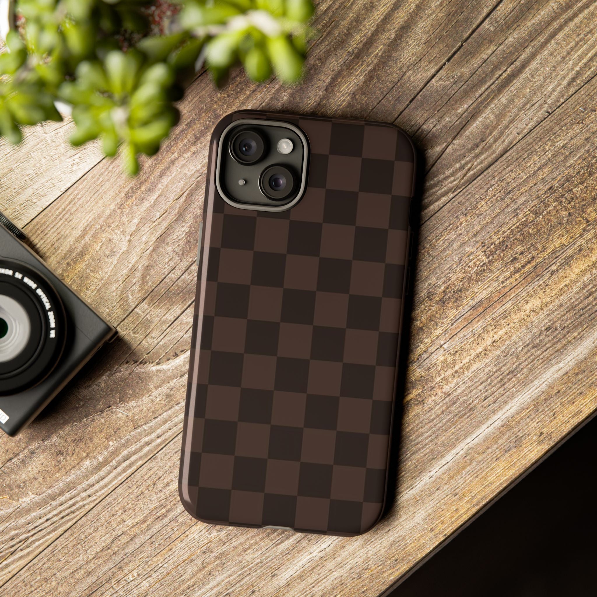 Lucky Chocolate Checkered  — Brown Grid Protective Cover