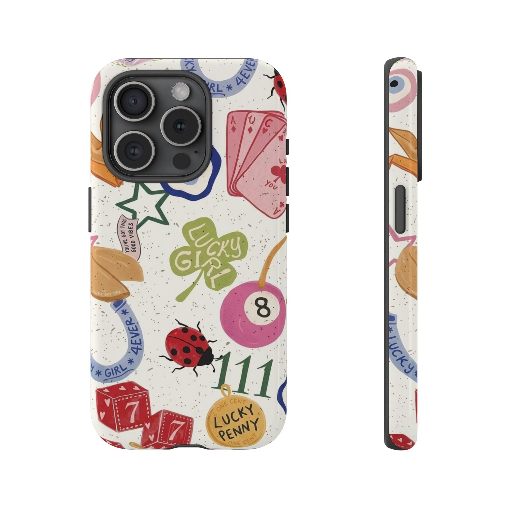 Lucky Charm Phone Case — 'Lucky Girl' Sticker Collage Design