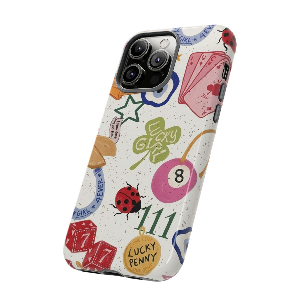 Lucky Charm Phone Case — 'Lucky Girl' Sticker Collage Design