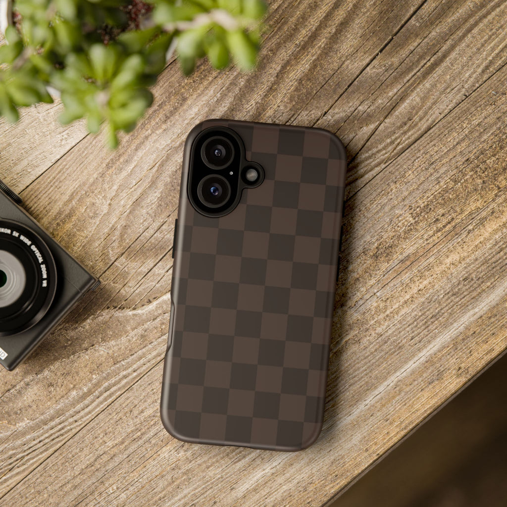 Lucky Chocolate Checkered  — Brown Grid Protective Cover