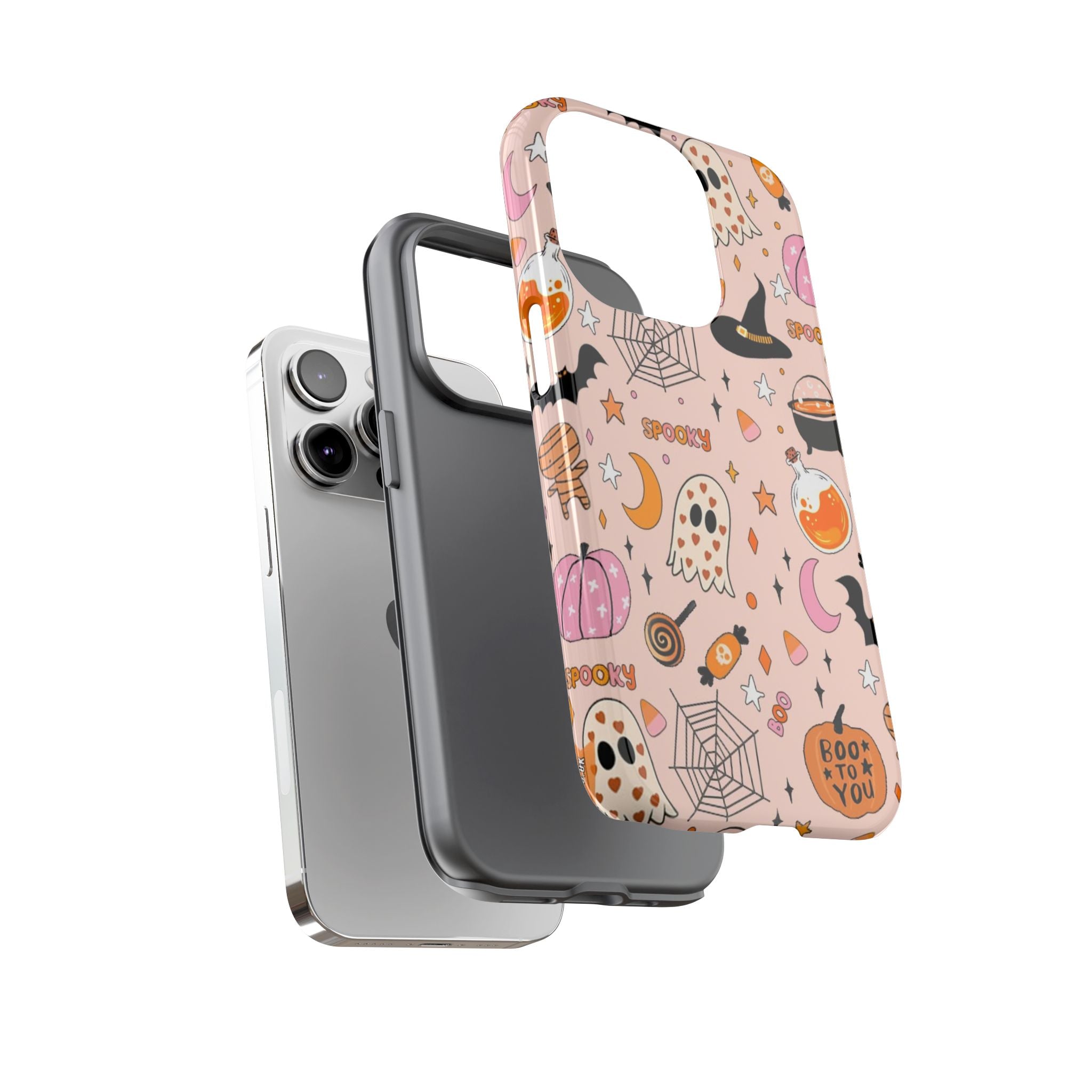 Spooky Halloween — Pink Ghosts, Witches, Candy & "Boo to You" Design