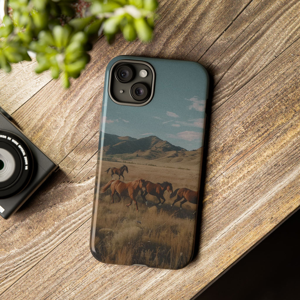 Wild Mustang – Durable Protective iPhone Case with Scenic Desert Horse Design