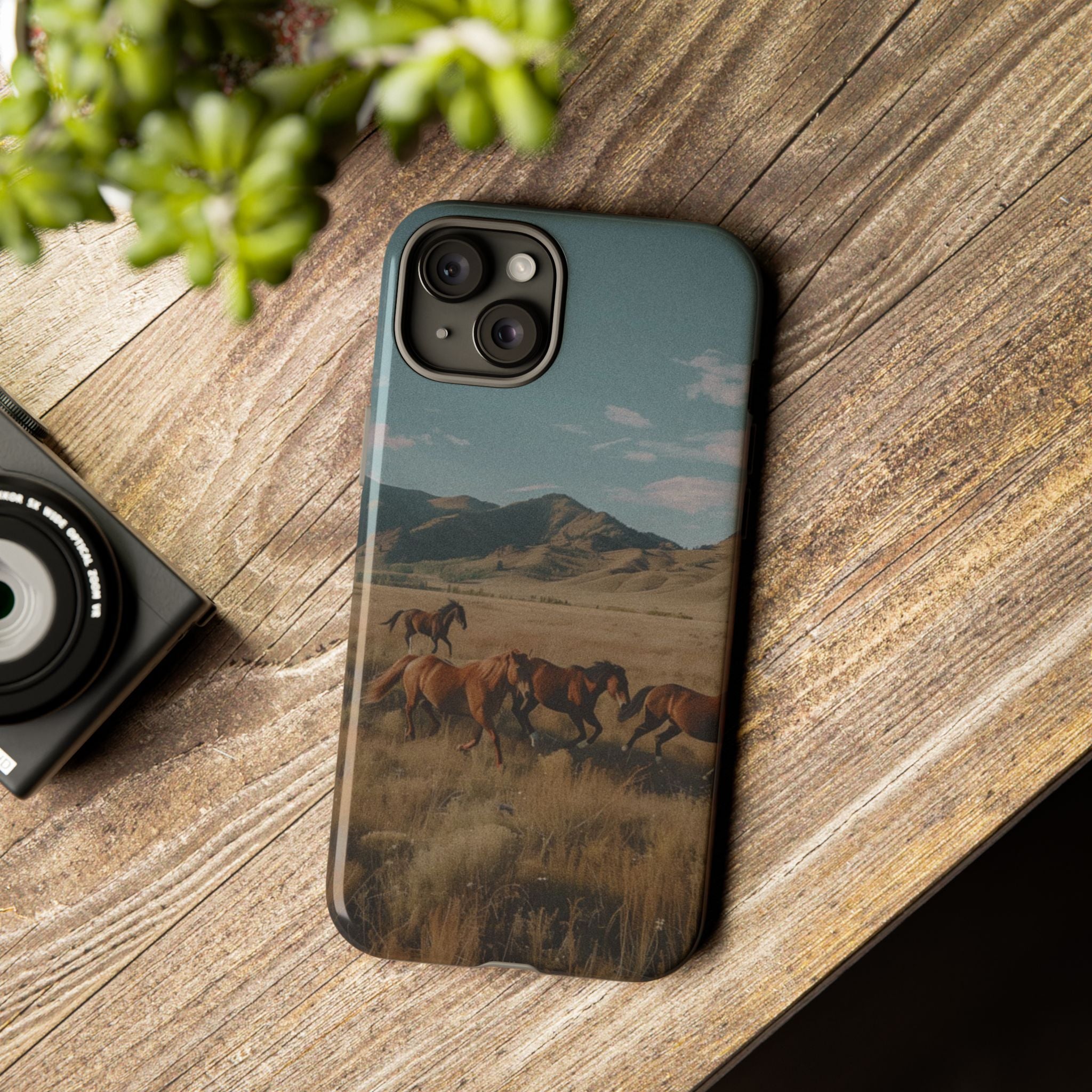 Wild Mustang – Durable Protective iPhone Case with Scenic Desert Horse Design