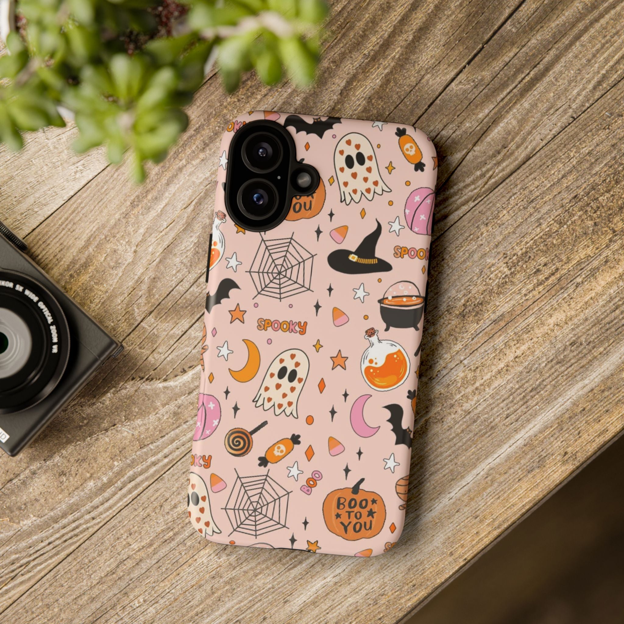 Spooky Halloween — Pink Ghosts, Witches, Candy & "Boo to You" Design