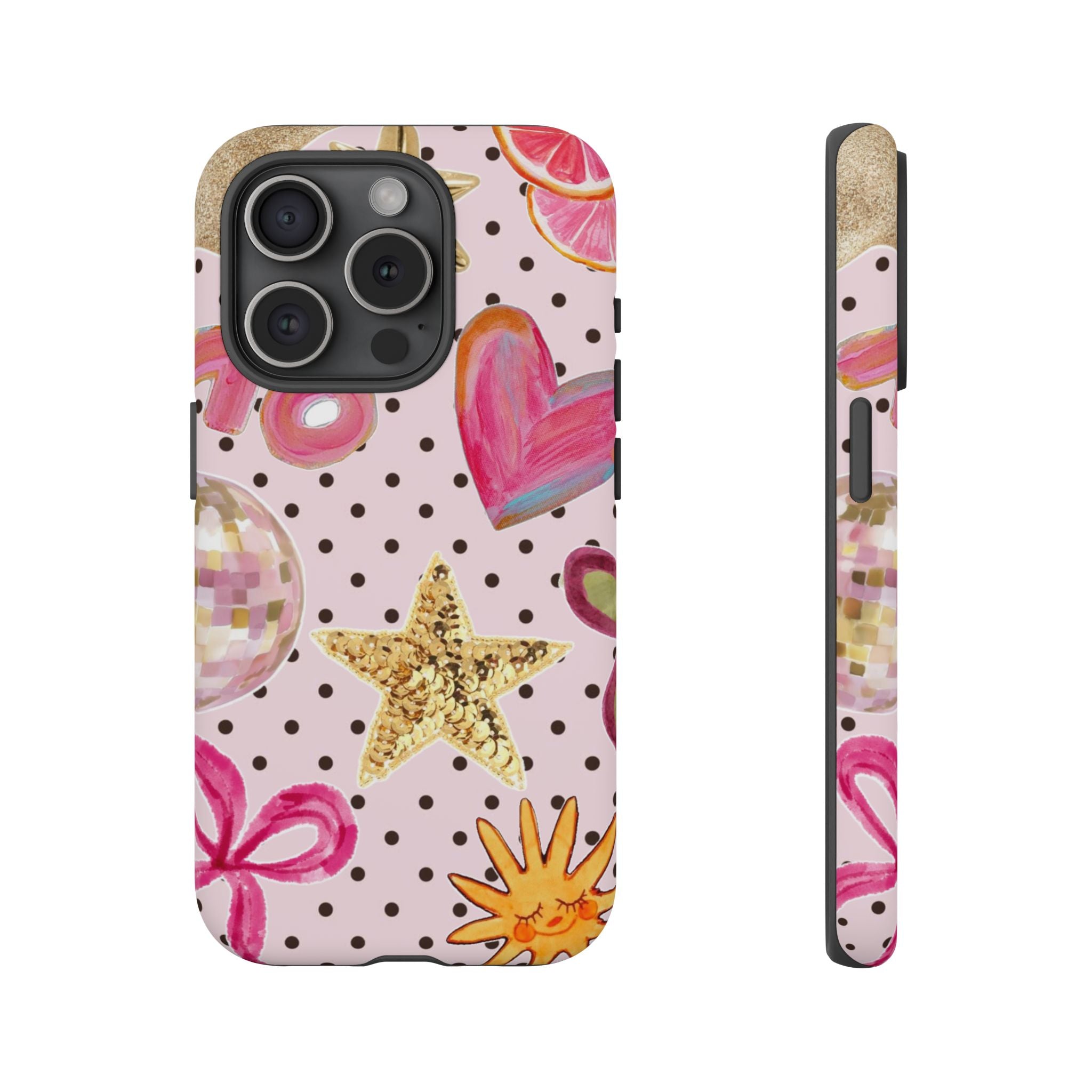 Pink Polka Dot Party — Pink Hearts, Stars & Disco Ball Design