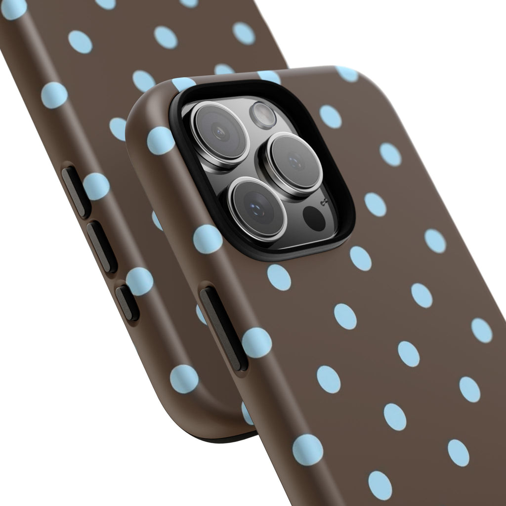 Brown Polka Dot Phone Case — Blue Dot Protective Tough Case