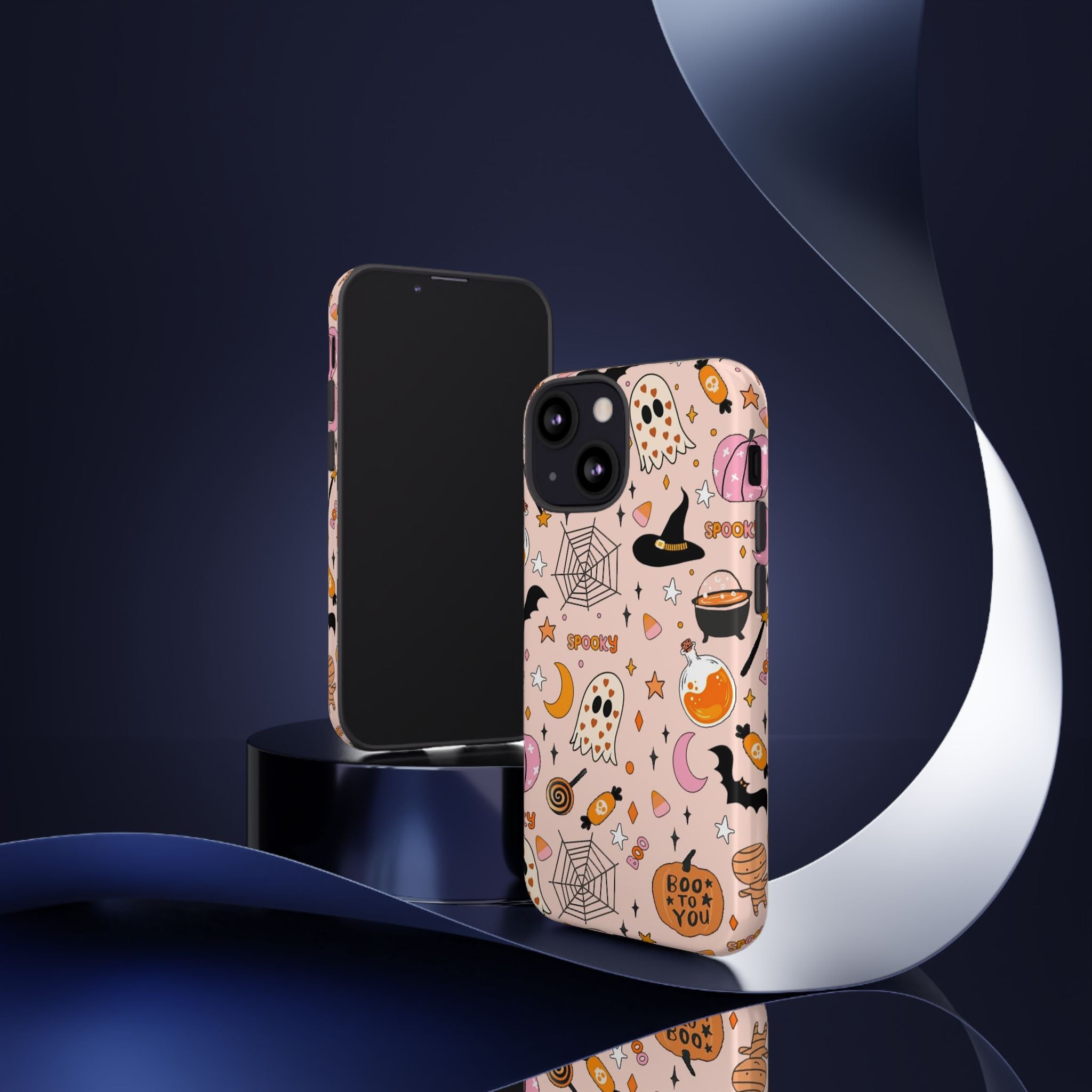 Spooky Halloween — Pink Ghosts, Witches, Candy & "Boo to You" Design