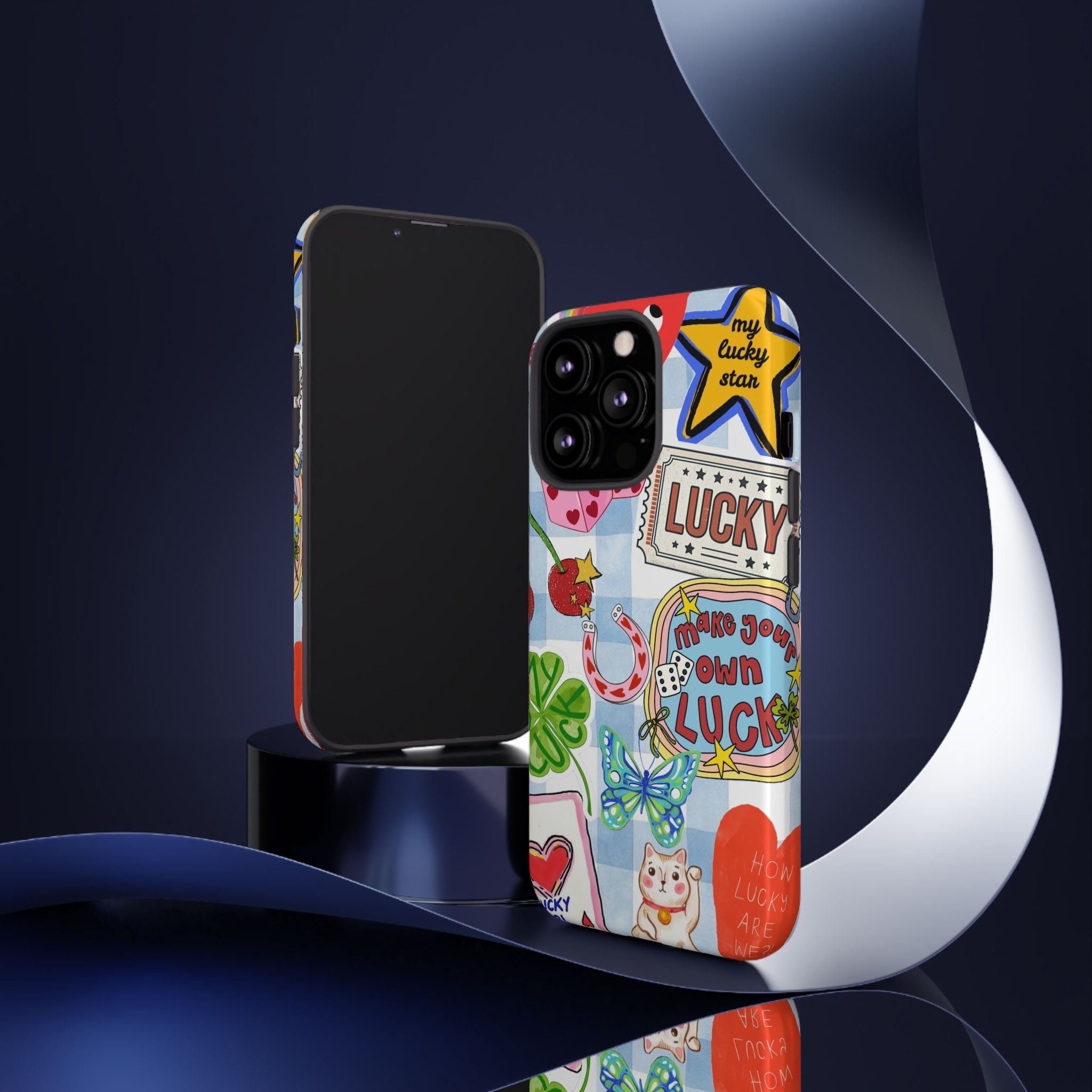 Lucky Charm Phone Case — Cute Kawaii Sticker Collage, ‘Make Your Own Luck’ Design