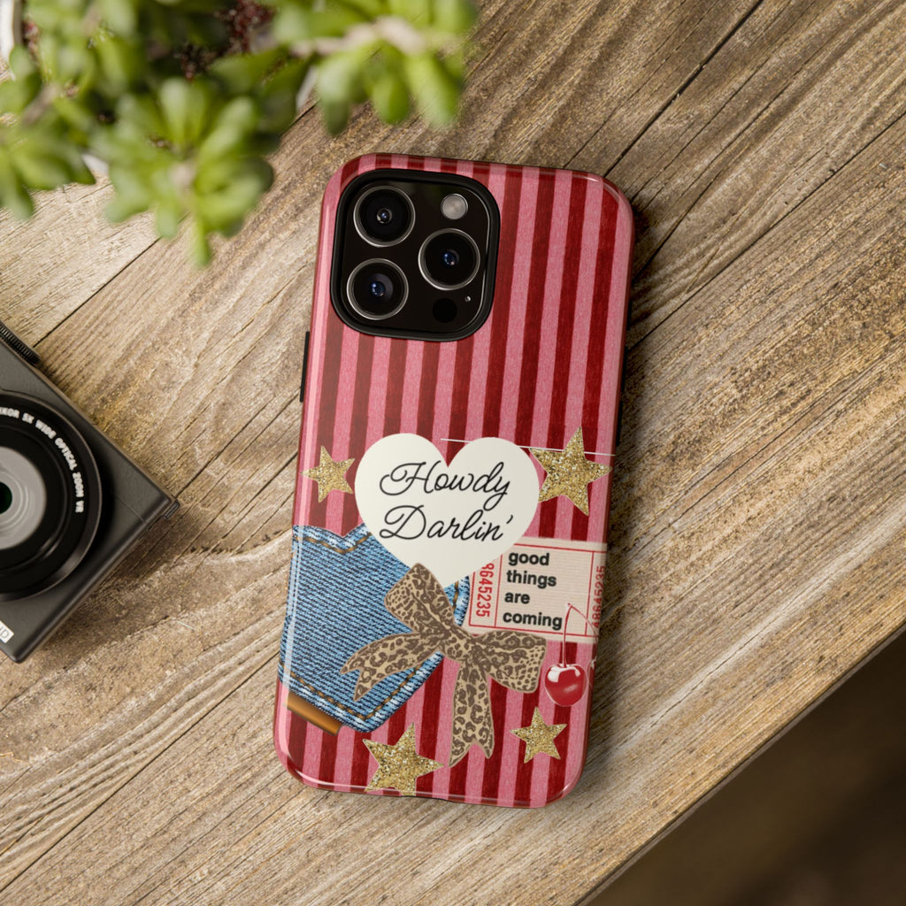 Howdy Darlin' Case — Denim Heart & Vintage Ticket Design