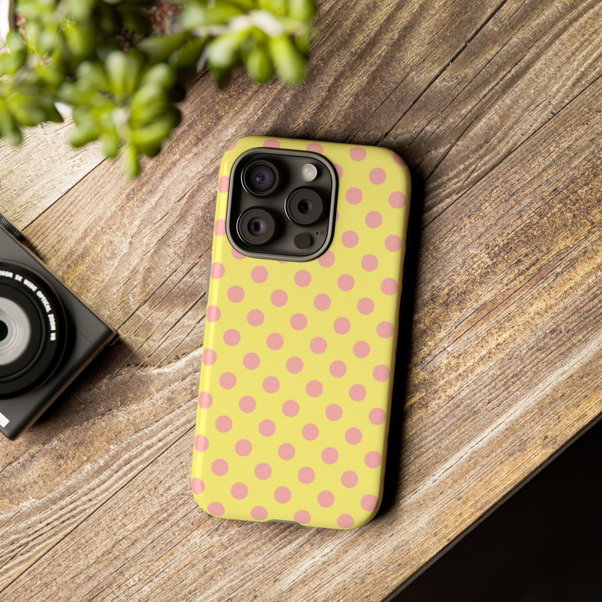 Yellow Polka Dot Phone Case — Cute Pink Dot Tough Case