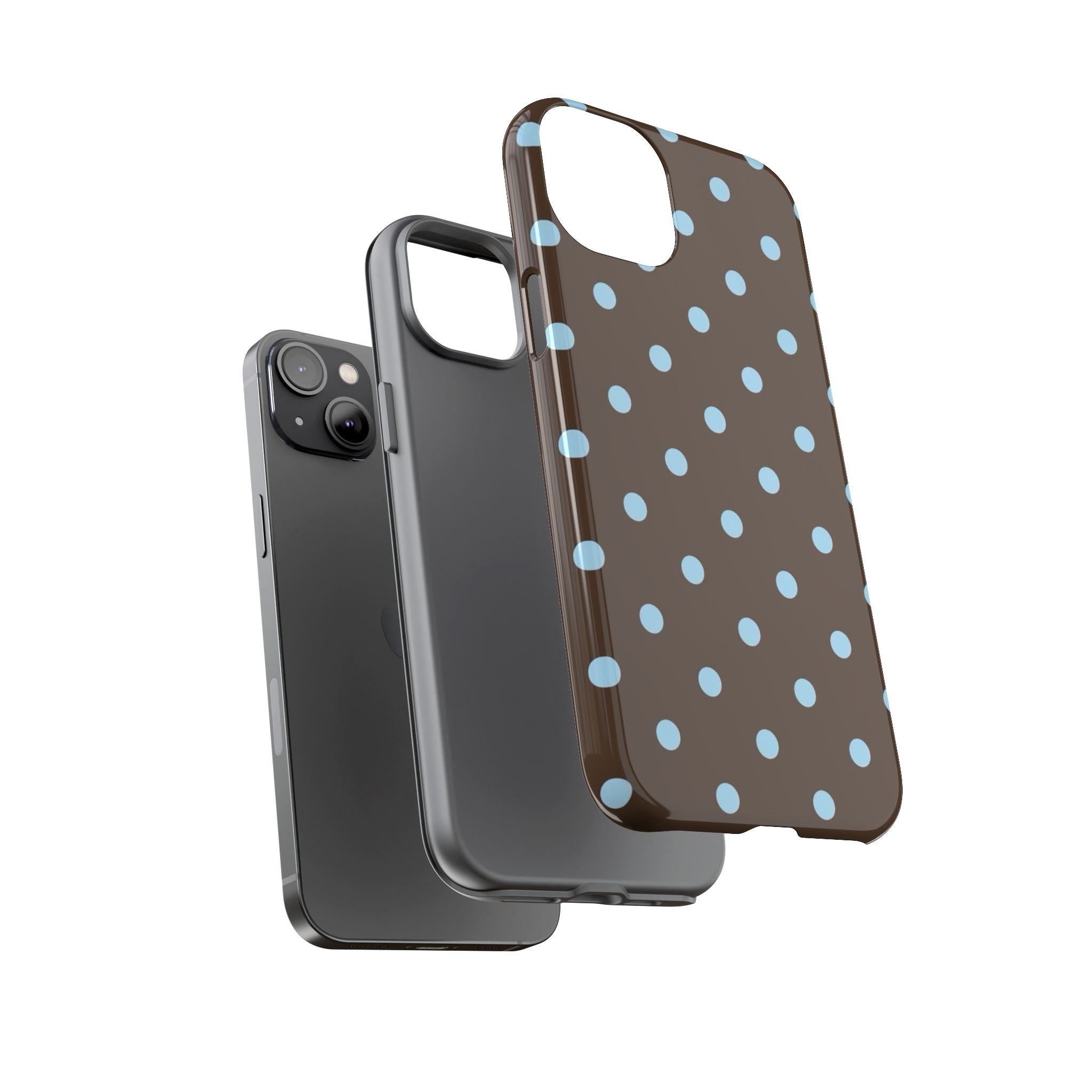 Brown Polka Dot Phone Case — Blue Dot Protective Tough Case