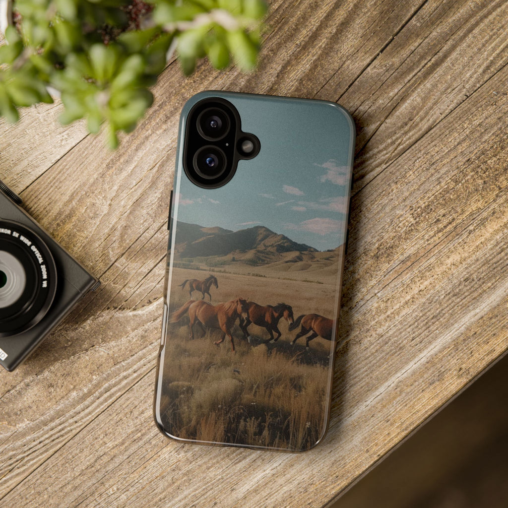 Wild Mustang – Durable Protective iPhone Case with Scenic Desert Horse Design