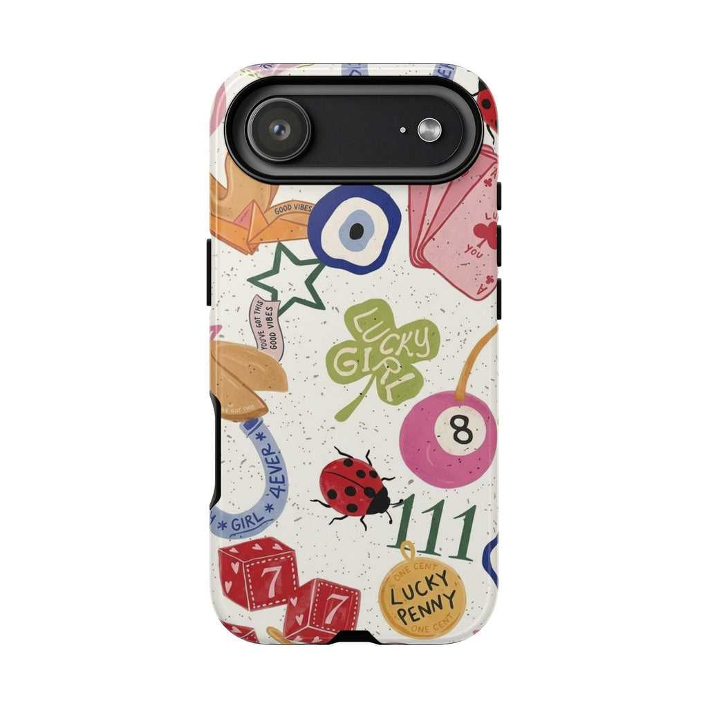 Lucky Charm Phone Case — 'Lucky Girl' Sticker Collage Design