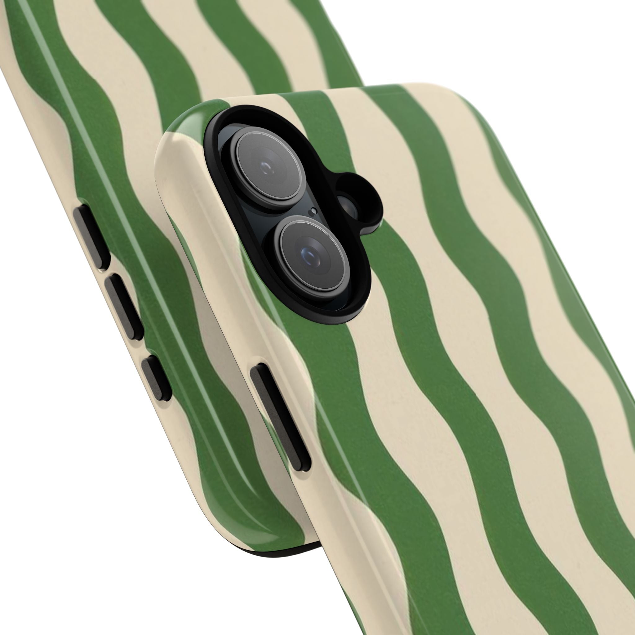 Wavy Green Stripe Phone Case — Retro Minimalist Tough Case
