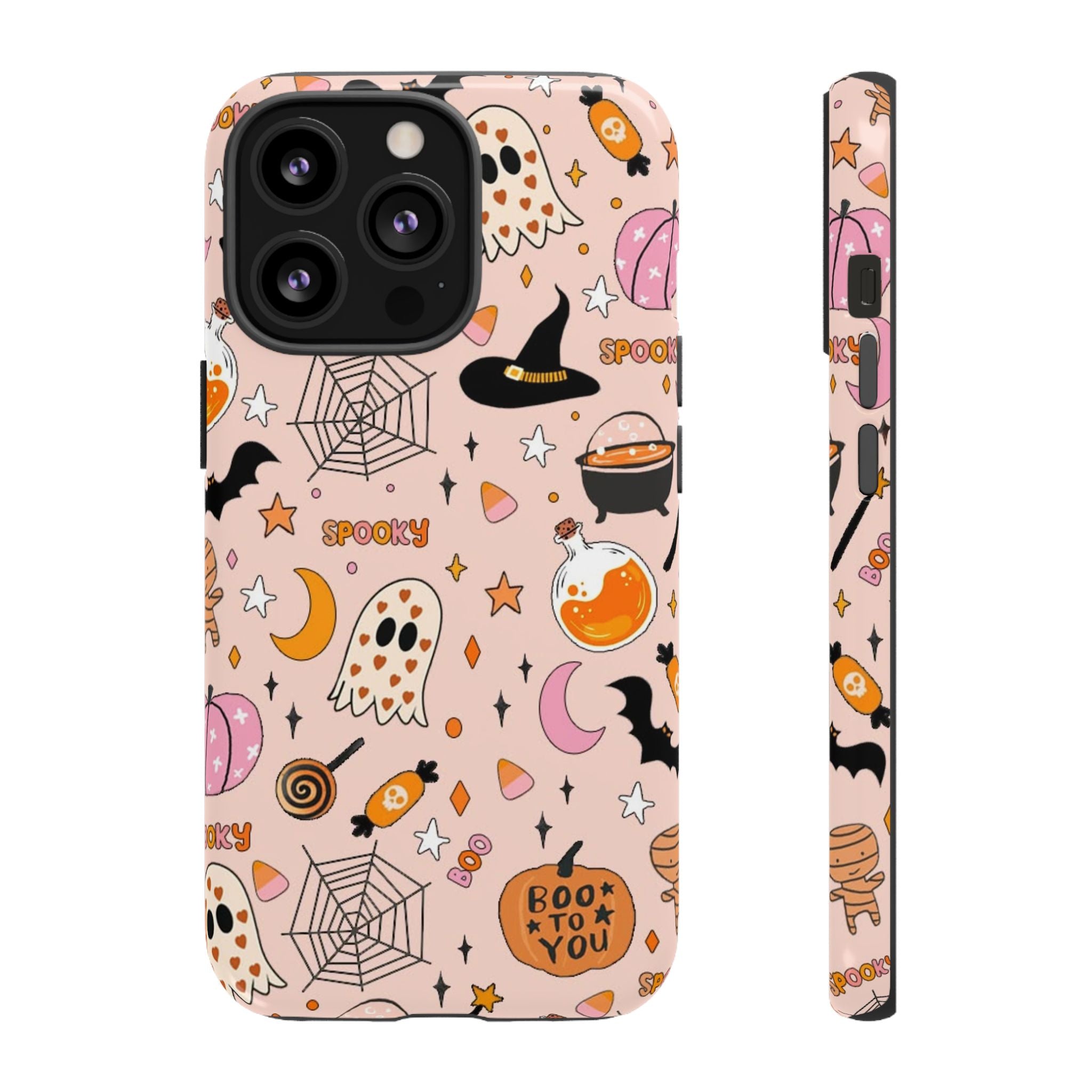 Spooky Halloween — Pink Ghosts, Witches, Candy & "Boo to You" Design