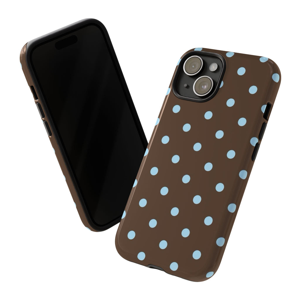 Brown Polka Dot Phone Case — Blue Dot Protective Tough Case