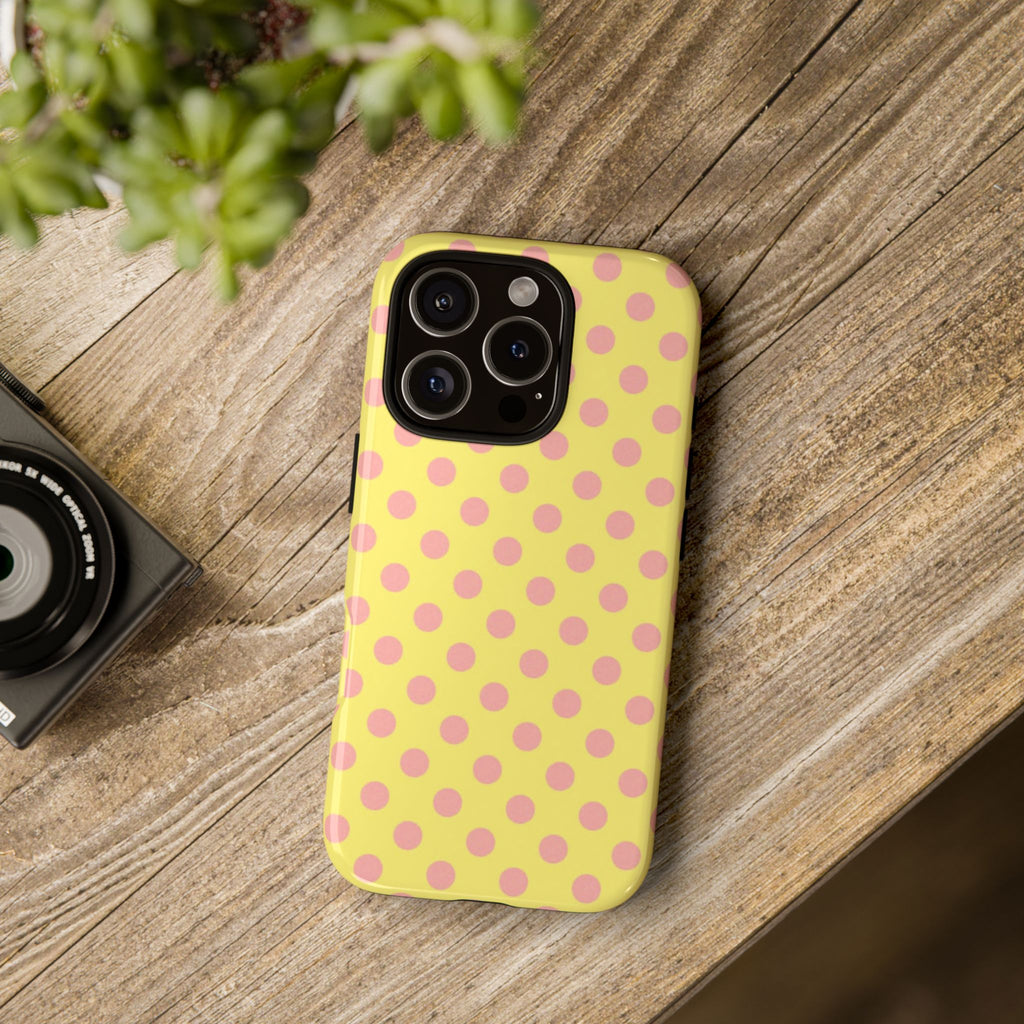 Yellow Polka Dot Phone Case — Cute Pink Dot Tough Case