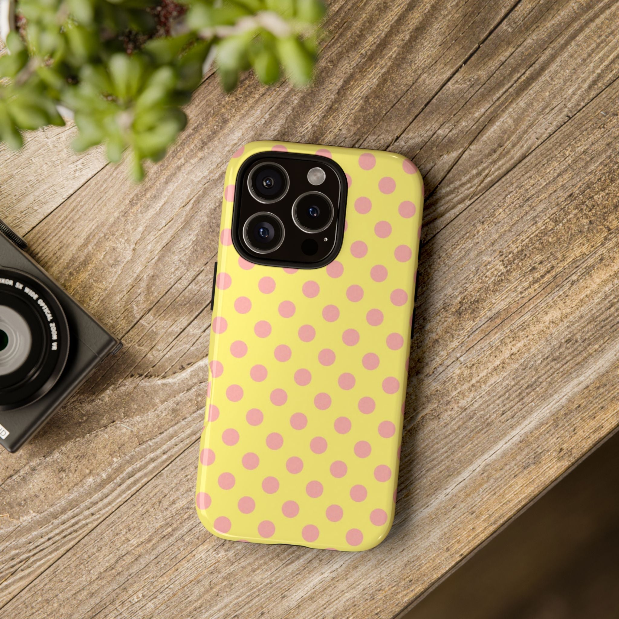 Yellow Polka Dot Phone Case — Cute Pink Dot Tough Case