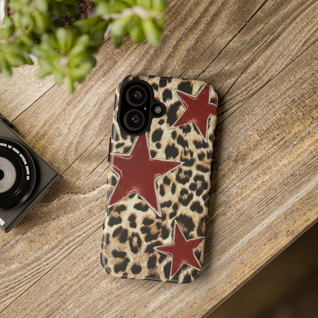 Ruby Leopard Star – Red Stars on Animal Print